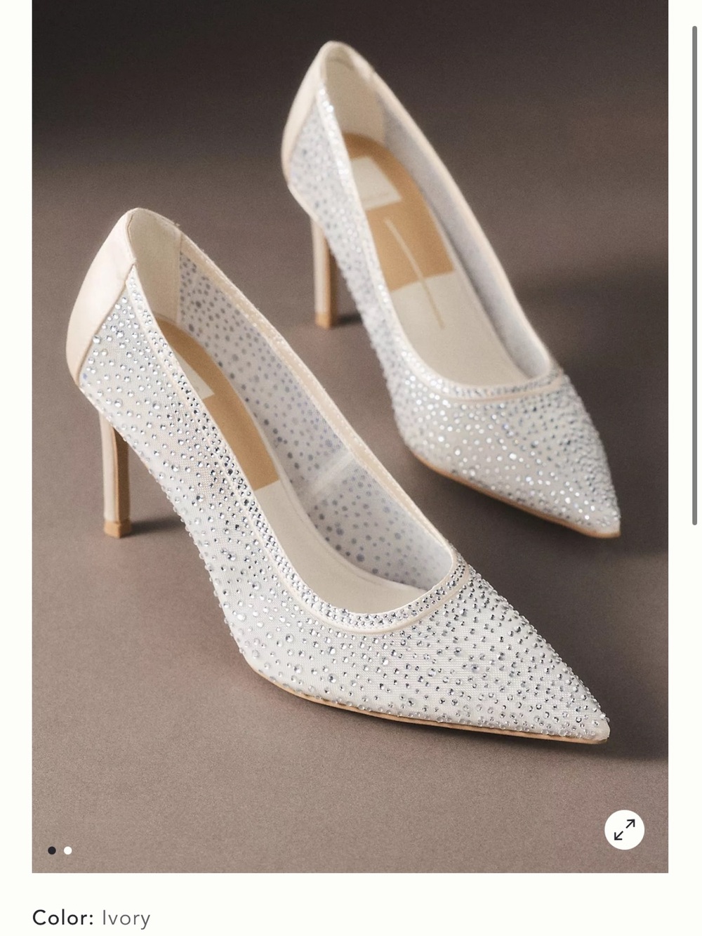 Dolce Vita Ivory Crystal-Embellished Pointed Toe Pumps
